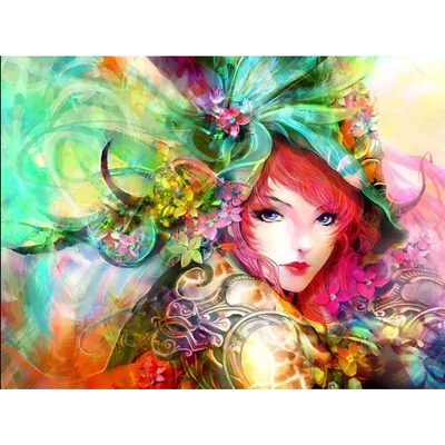 Színes női portré - gyémántszemes kirakó