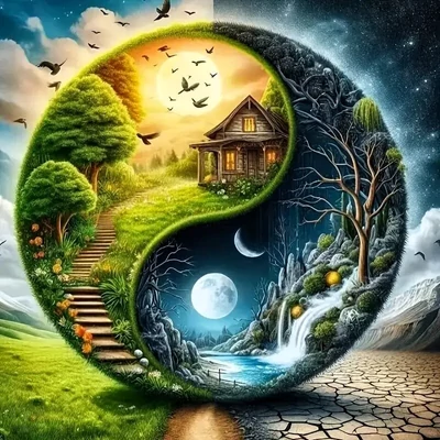 Jin és jang a természetben - gyémántszemes kirakó