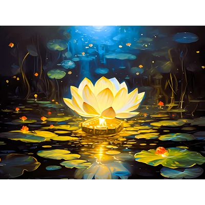 Lótuszvirág - számfestő kép keretre feszítve