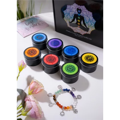 Csakra gyertya szett ajándék karkötővel