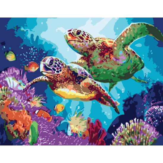 Vízivilág teknősökkel - számfestő készlet kerettel