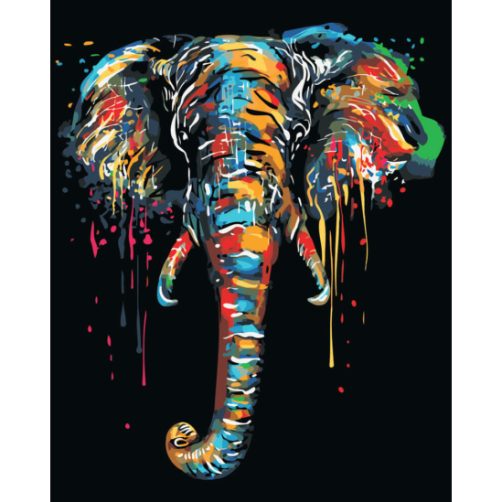 Színes elefántfej - számfestő készlet