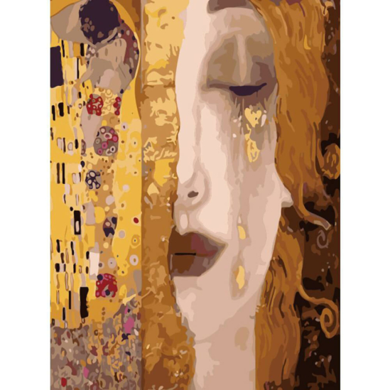 Csók és könny (Klimt) - számfestő készlet kerettel