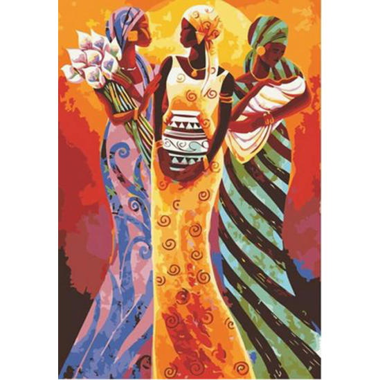 Afrikai nők - számfestő készlet