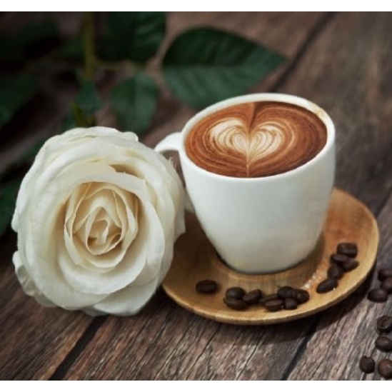 Kávé rózsával - gyémántszemes kirakó