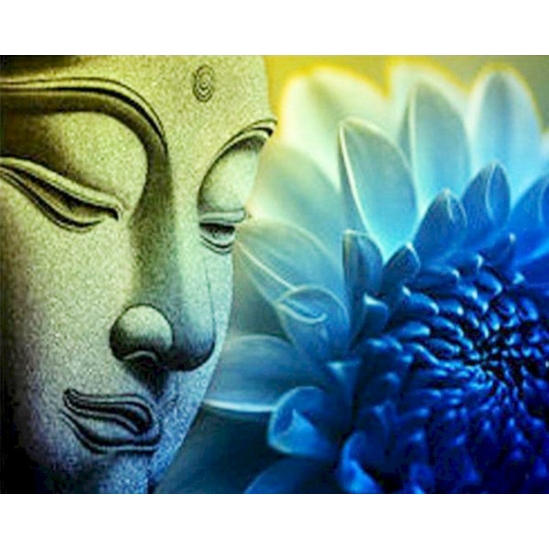Buddha kék lótusszal - gyémántszemes kirakó
