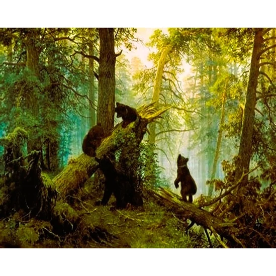 Medvék az erdőben (Shishkin) - gyémántszemes kirakó