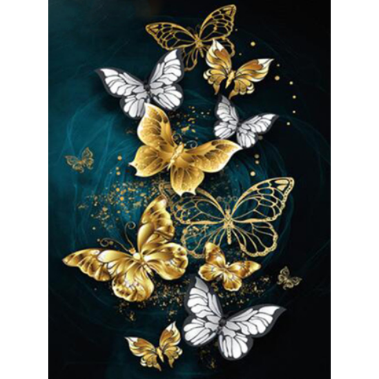 Sárga-fehér pillangóraj - gyémántszemes kirakó