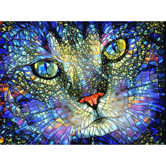 Mozaik színes macskafej - gyémántszemes kirakó