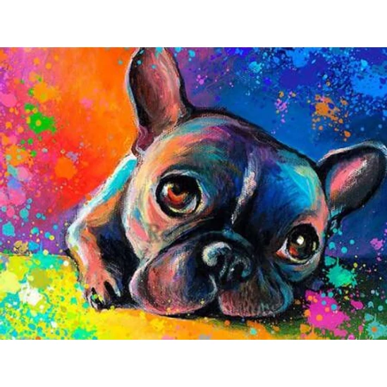 Francia bulldog kutya - gyémántszemes kirakó