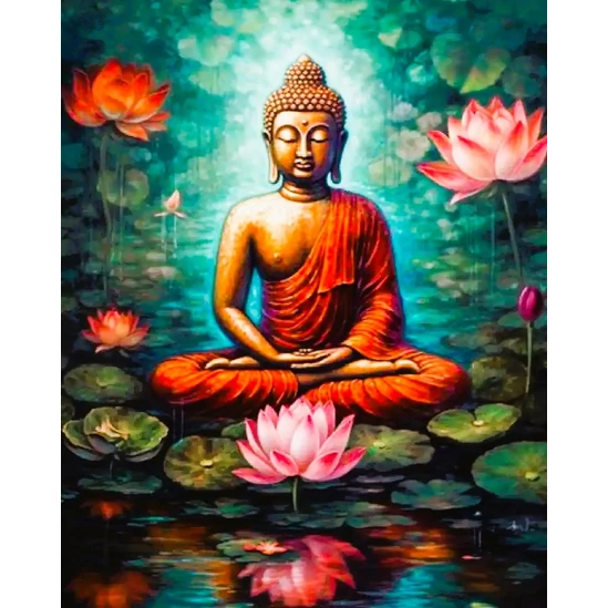 Buddha lótusszal - gyémántszemes kirakó