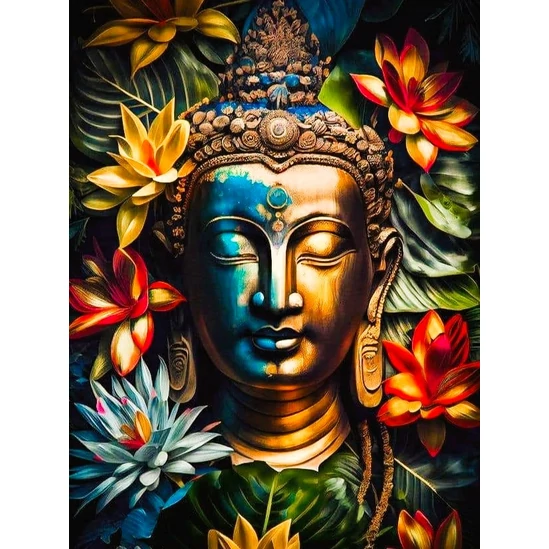 Buddha virágokkal - gyémántszemes kirakó
