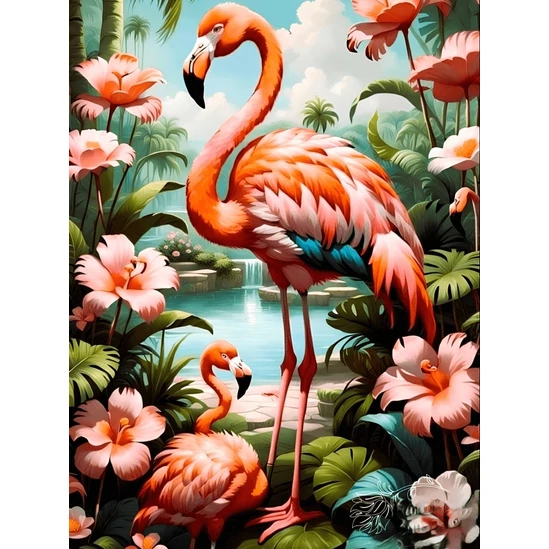 Flamingópár - gyémántszemes kirakó