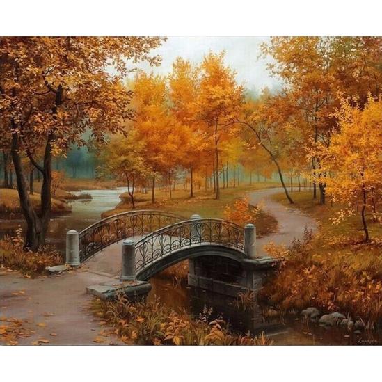 Őszi park - számfestő készlet kerettel