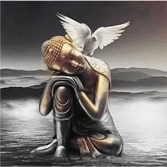 Buddha galambbal - számfestő készlet kerettel