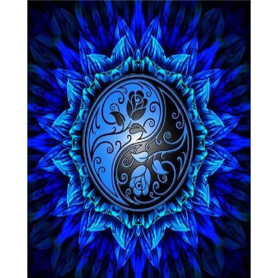 Jin és jang mandala - számfestő készlet kerettel