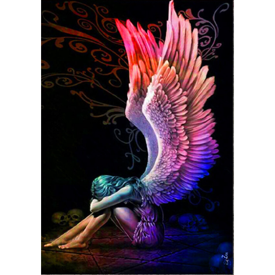 Színes szárnyú angyal 4 - számfestő készlet kerettel