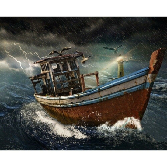 Csónak a viharban - számfestő készlet kerettel