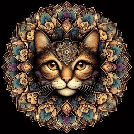 Macska mandala - számfestő készlet kerettel