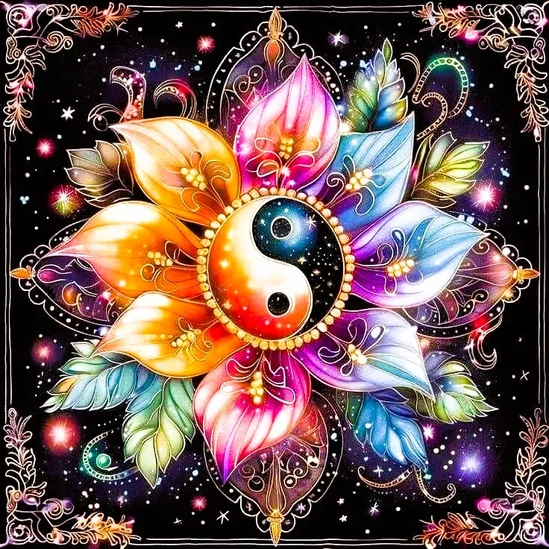 Lelki egyensúly mandala - számfestő készlet kerettel