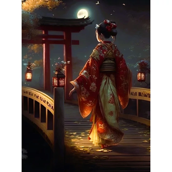 Japán hangulat - számfestő készlet kerettel